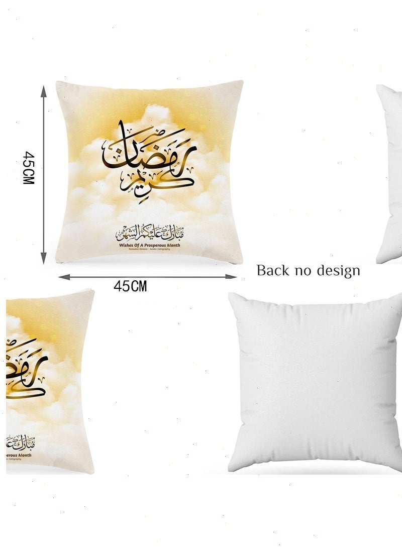 6Pcs Ramadan Cushion Covers, 45x45cm Pillow Covers with Moon Star Lantern Pattern, Perfect for Ramadan Decor at Home, Living Room & Sofa - Image 3